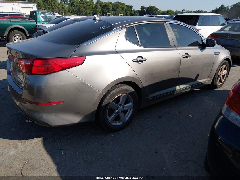 2015 Kia Optima VIN 5XXGM4A70FG387808 IAAI salvage auction — NORMAL WEAR, Clear-Dealer Only (North Carolina), sold $400 on 2026-07-29 (photo 4)