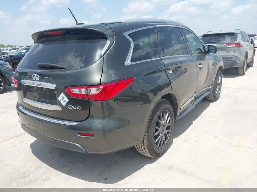 2014 Infiniti Qx60 VIN 5N1AL0MN5EC548272 IAAI salvage auction — RIGHT SIDE, Original (Texas), sold $1,500 on 2026-09-08 (photo 4)