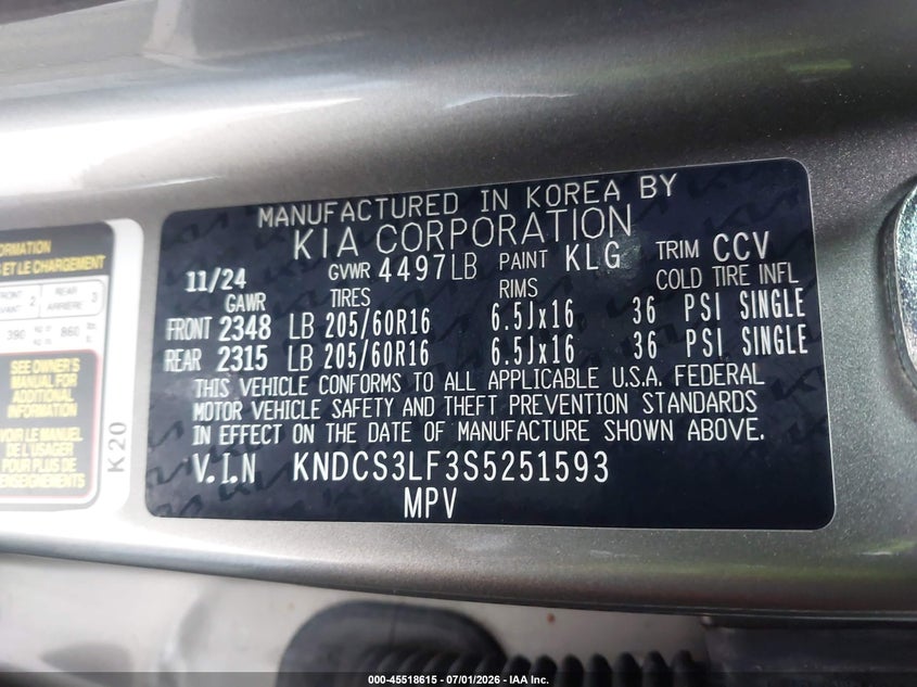 2025 Kia Niro VIN KNDCS3LF3S5251593 IAAI salvage auction — BIO HAZARD, Salvage Title, sold $14,100 on 2026-08-20 (photo 9)
