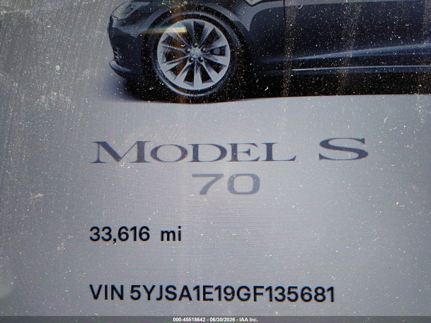 2016 Tesla Model s VIN 5YJSA1E19GF135681 IAAI salvage auction — REAR END, Salvage Title, sold $7,575 on 2026-07-20 (photo 7)