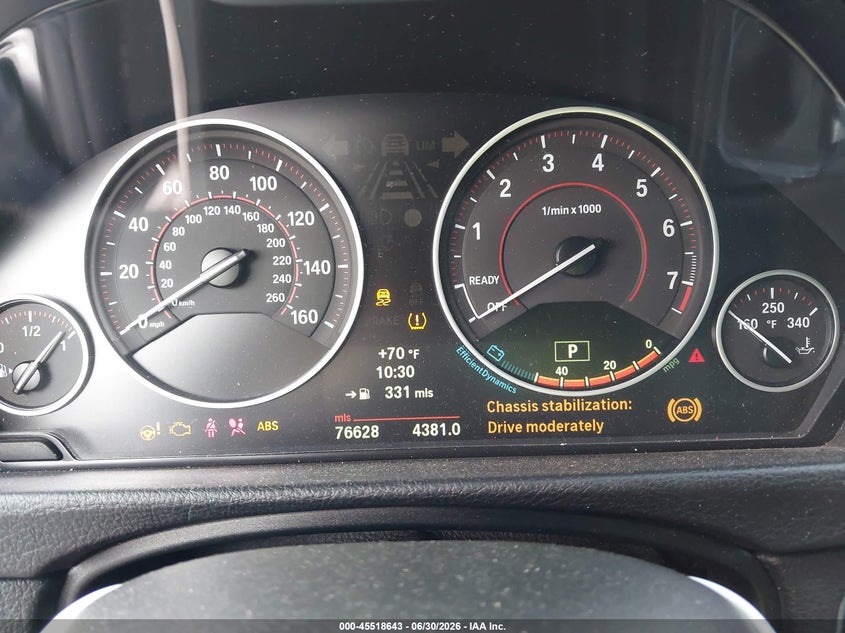 2013 BMW 3er VIN WBA3C1C56DF442122 IAAI salvage auction — RIGHT FRONT, Salvage (California), sold $1,950 on 2026-07-29 (photo 7)