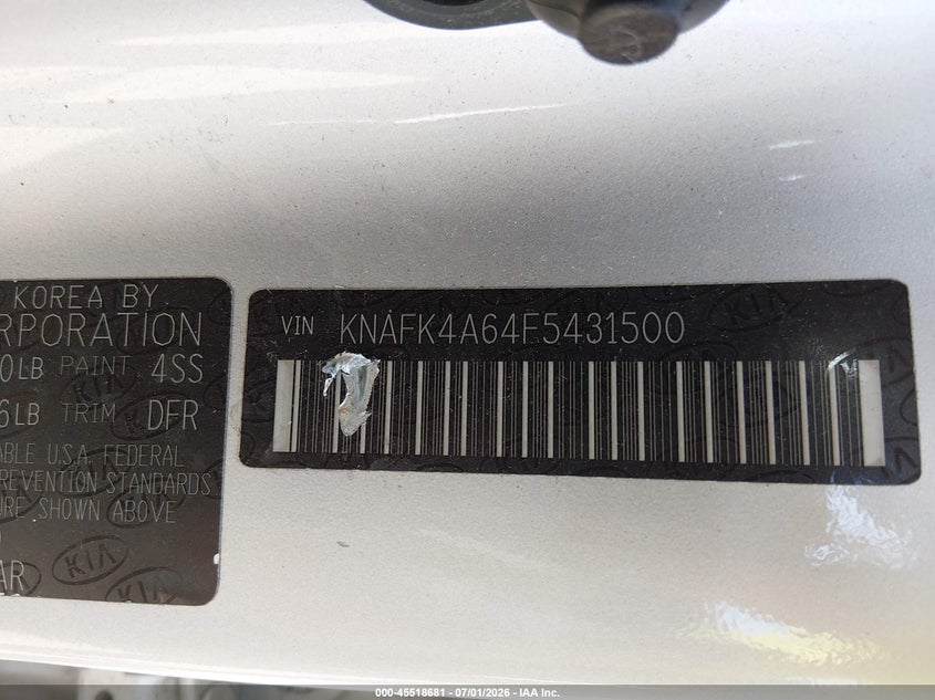 2015 Kia Forte VIN KNAFK4A64F5431500 IAAI salvage auction — ENGINE DAMAGE, Clear (Massachusetts), sold $125 on 2026-07-21 (photo 9)