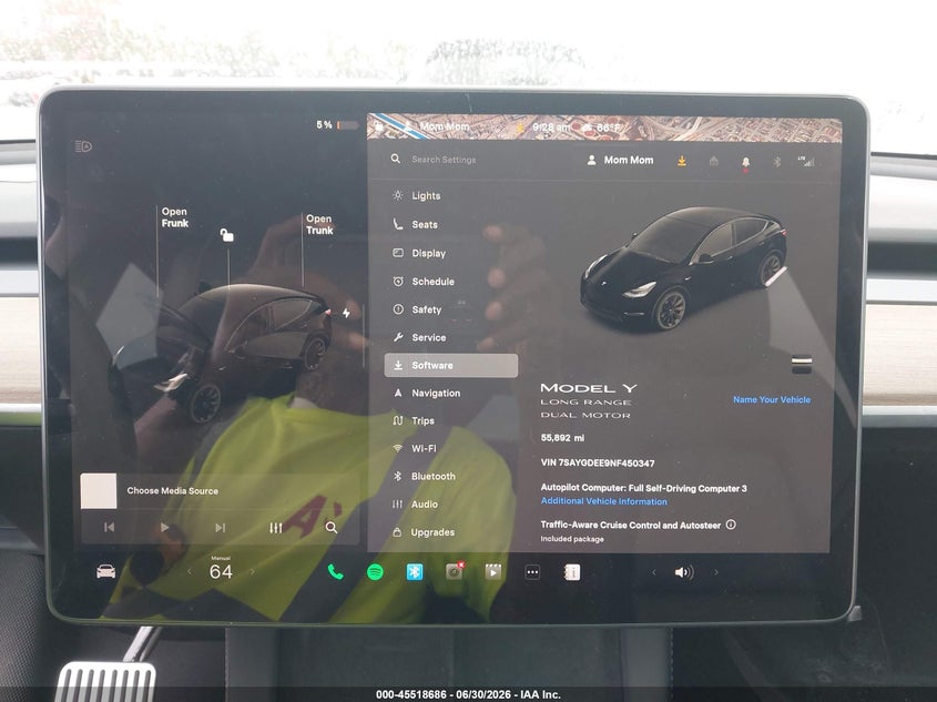 2022 Tesla Model y VIN 7SAYGDEE9NF450347 IAAI salvage auction — RIGHT SIDE, Salvage Title, sold $11,150 on 2026-07-15 (photo 7)