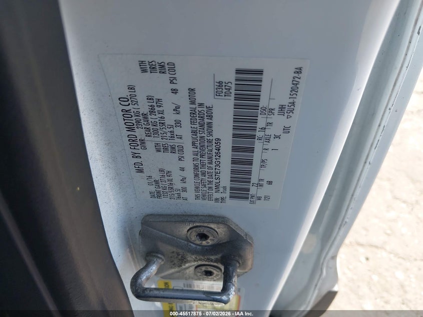 2016 Ford Transit VIN NM0LS7E73G1264059 IAAI salvage auction — FRONT END, Salvage Title, sold $25 on 2026-07-31 (photo 9)