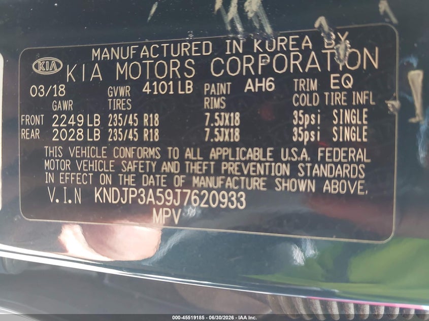 2018 Kia Soul VIN KNDJP3A59J7620933 IAAI salvage auction — FRONT END, Salvage Title, sold $1,100 on 2026-07-29 (photo 9)