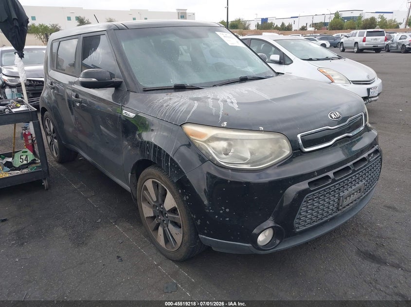 2014 Kia Soul VIN KNDJX3A59E7050762 IAAI salvage auction — LEFT FRONT, Salvage Title, sold $375 on 2026-07-24 (photo 1)