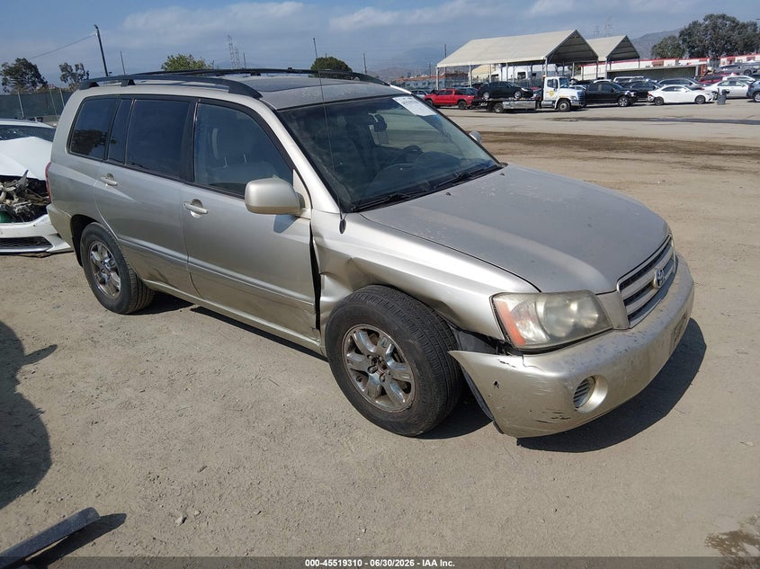 2001 Toyota Highlander VIN JTEHF21A410004554 IAAI salvage auction — SIDE, Salvage (California), sold $25 on 2026-07-29 (photo 1)