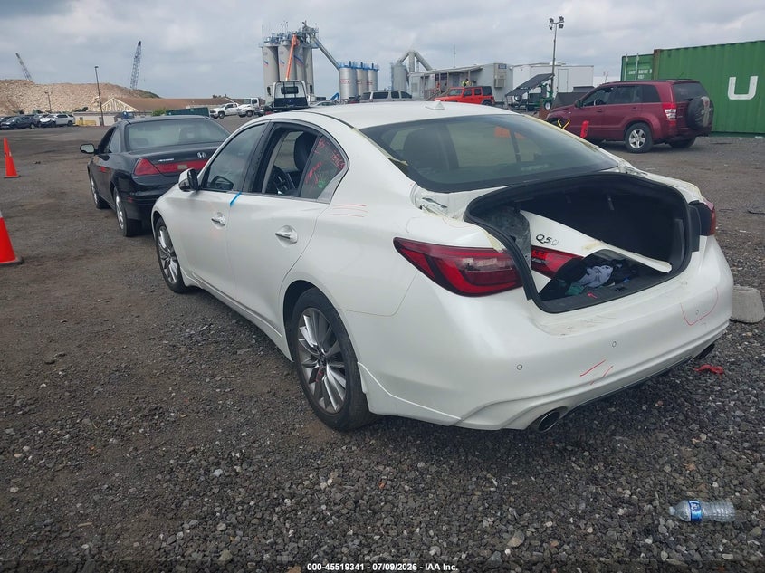 2023 Infiniti Q50 VIN JN1EV7BR2PM542704 IAAI salvage auction — SIDE, Salvage Title, sold $10,275 on 2026-08-11 (photo 3)
