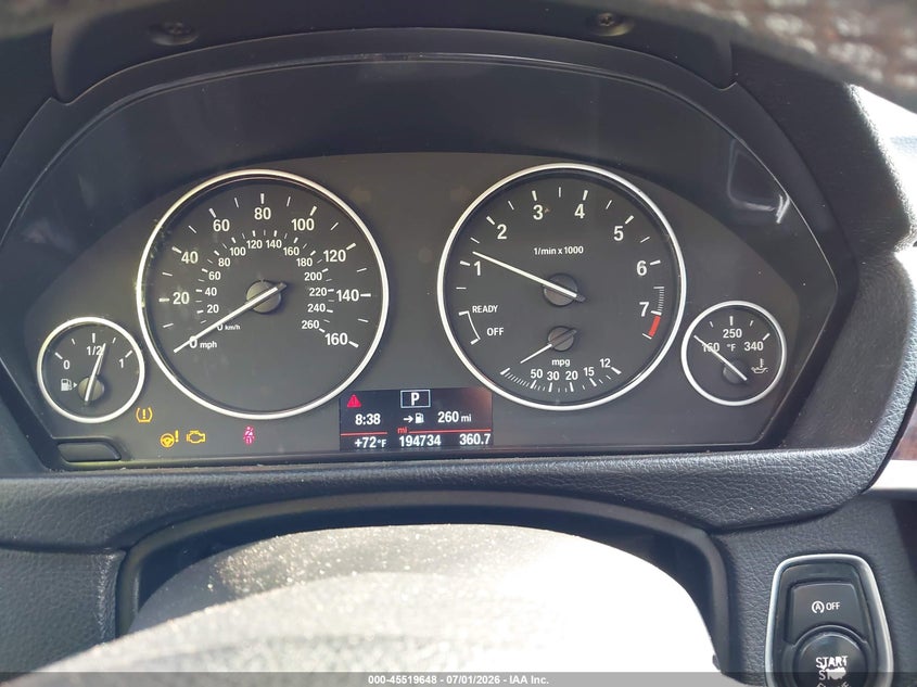 2014 BMW 3er VIN WBA3C1C57EK110280 IAAI salvage auction — NORMAL WEAR, Original (Texas), sold $700 on 2026-07-29 (photo 7)