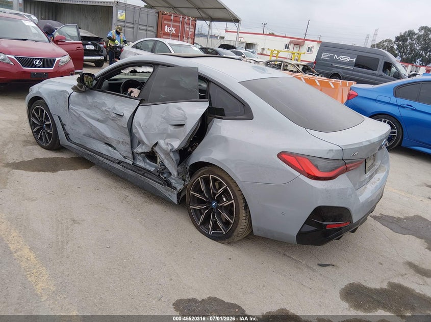 2024 BMW I4 VIN WBY33AW05RFT02393 IAAI salvage auction — SIDE, Wait Title, sold $15,600 on 2026-09-02 (photo 3)