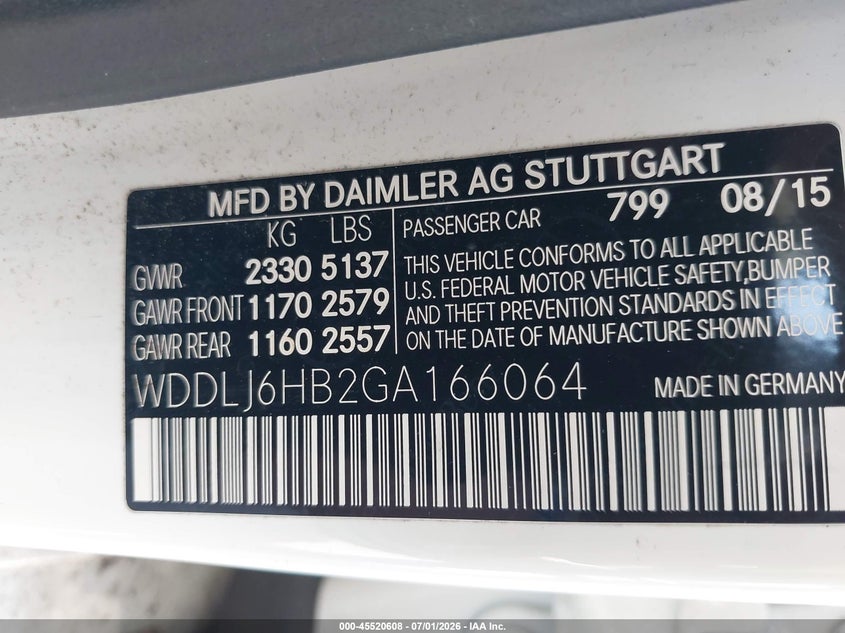 2016 Mercedes-benz Clc-klasse VIN WDDLJ6HB2GA166064 IAAI salvage auction — FRONT END, Salvage Title, sold $2,200 on 2026-07-21 (photo 9)