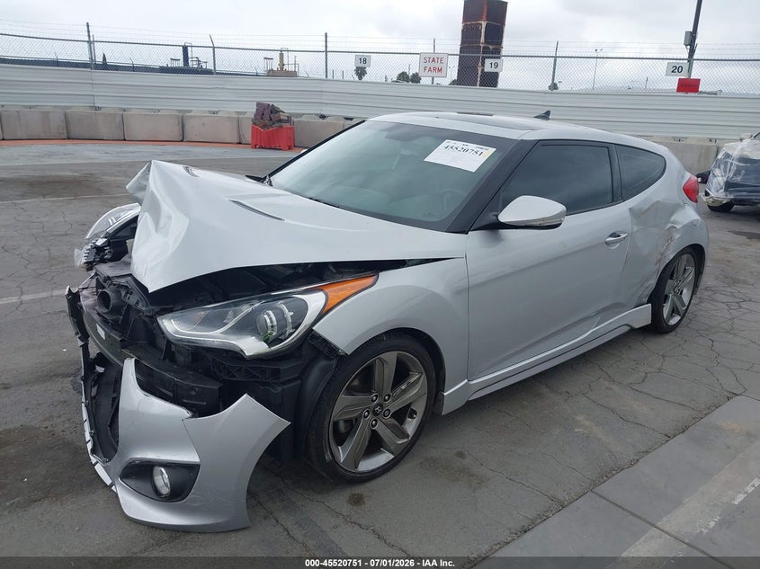 2013 Hyundai Veloster VIN KMHTC6AE2DU108549 IAAI salvage auction — FRONT END, Salvage (California), sold $550 on 2026-07-22 (photo 2)