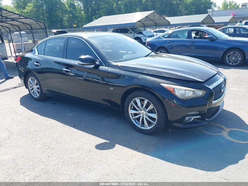 2014 Infiniti Q50 VIN JN1BV7AR3EM703949 IAAI salvage auction — ENGINE DAMAGE, Salvage (Connecticut), sold $50 on 2026-07-30 (photo 1)