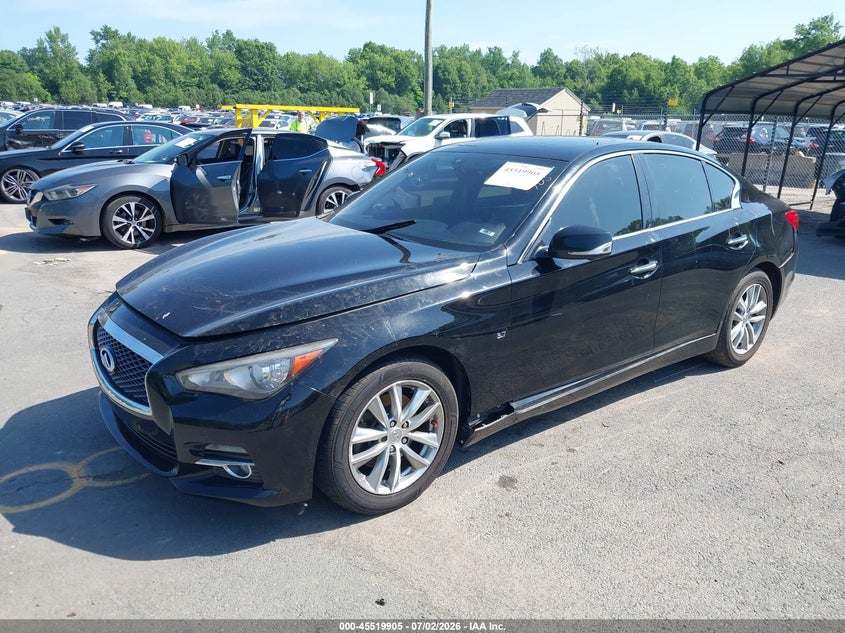 2014 Infiniti Q50 VIN JN1BV7AR3EM703949 IAAI salvage auction — ENGINE DAMAGE, Salvage (Connecticut), sold $50 on 2026-07-30 (photo 2)