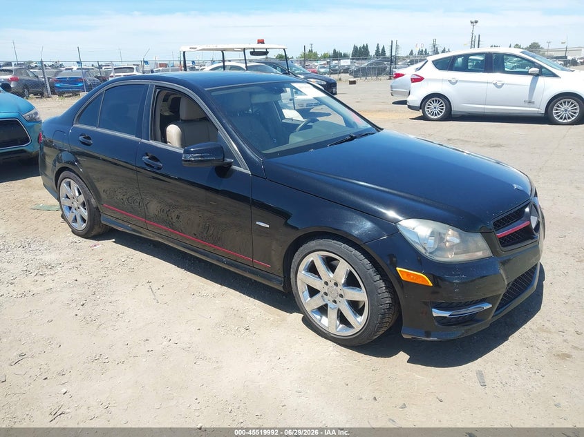2012 Mercedes-benz C-klasse VIN WDDGF4HBXCR193421 IAAI salvage auction — NORMAL WEAR, Clear - Dealer Only (California), sold $725 on 2026-07-29 (photo 1)