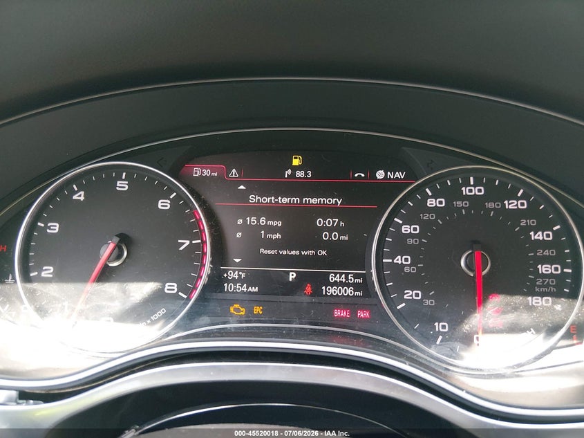 2012 Audi A6 VIN WAUGGAFC8CN075776 IAAI salvage auction — NORMAL WEAR, Clear (North Carolina), sold $500 on 2026-07-29 (photo 7)