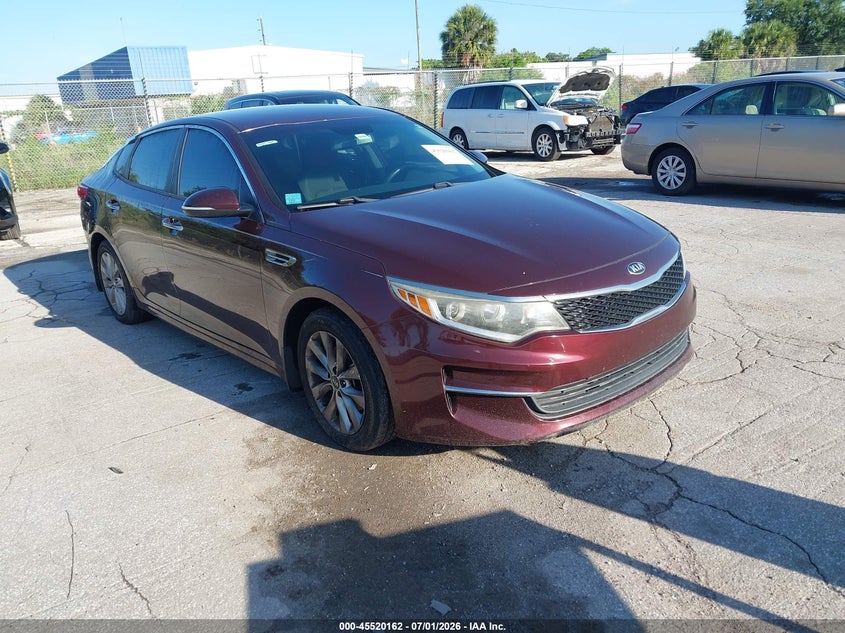 2018 Kia Optima VIN 5XXGT4L34JG256144 IAAI salvage auction — MECHANICAL, Clear (Florida), sold $425 on 2026-07-22 (photo 1)