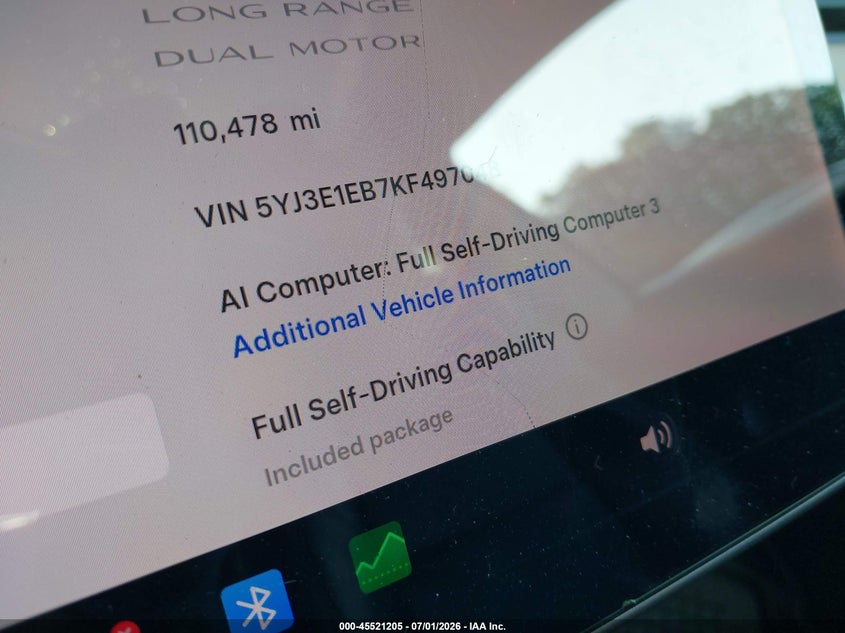2019 Tesla Model 3 VIN 5YJ3E1EB7KF497048 IAAI salvage auction — LEFT SIDE, Mv-907A (New York), sold $2,050 on 2026-07-30 (photo 7)