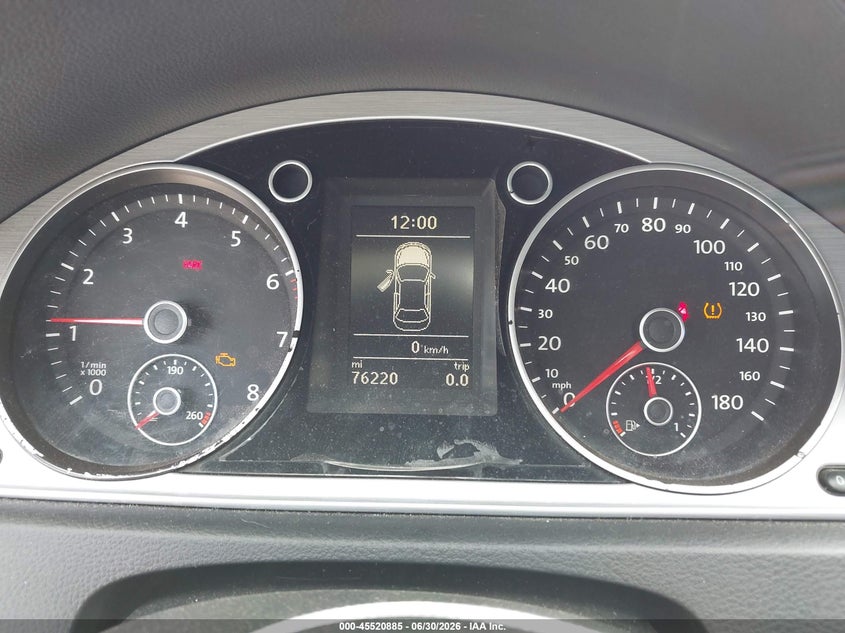 2013 Volkswagen Passat cc VIN WVWAP7AN0DE555414 IAAI salvage auction — NORMAL WEAR, Original (Texas), sold $1,150 on 2026-07-20 (photo 7)