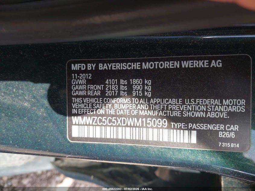 2013 Mini Countryman VIN WMWZC5C5XDWM15099 IAAI salvage auction — NORMAL WEAR, Clear (Illinois), sold $450 on 2026-07-16 (photo 9)