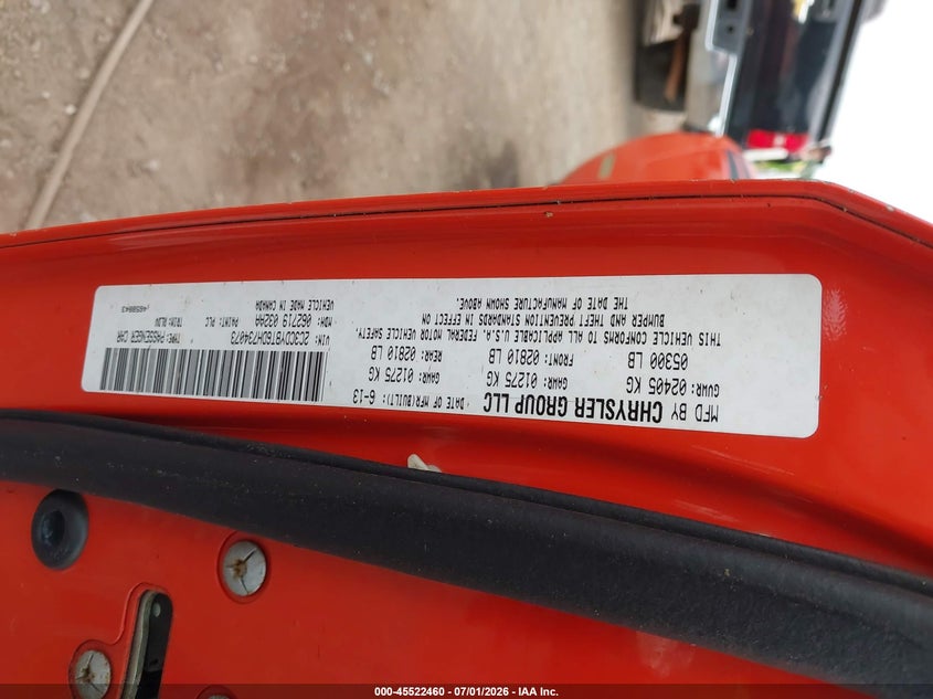 2013 Dodge Challenger VIN 2C3CDYBT6DH734073 IAAI salvage auction — REAR END, Salvage (Alabama), sold $25 on 2026-08-03 (photo 9)