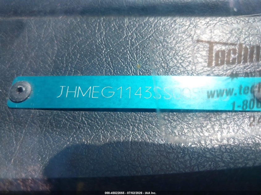 1995 Honda Civic VIN JHMEG1143SS005563 IAAI salvage auction — NORMAL WEAR, Clear (Utah), sold $575 on 2026-07-09 (photo 9)