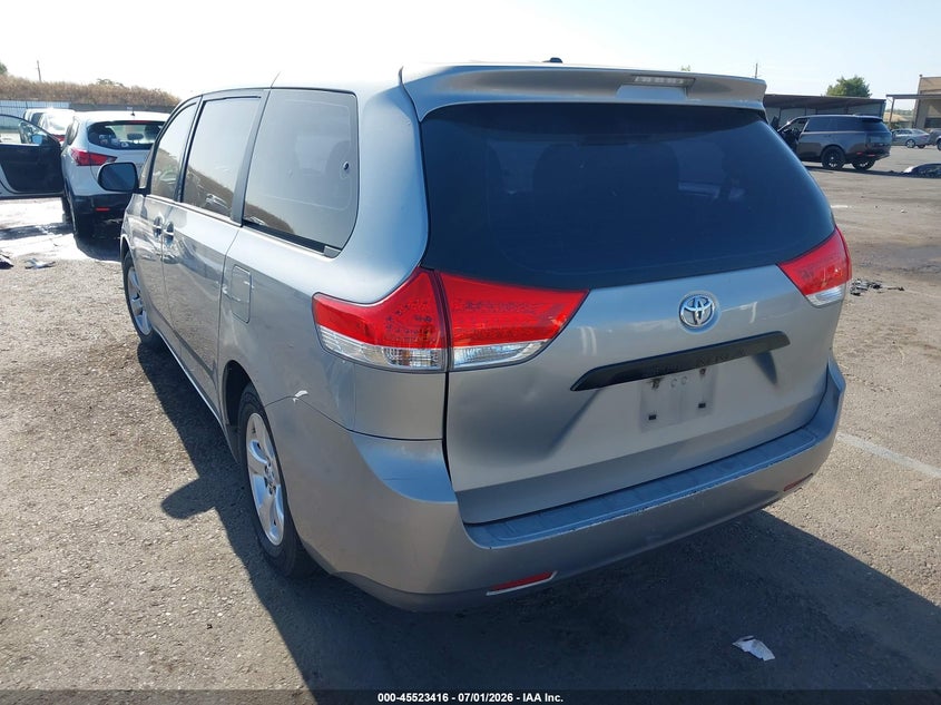 2013 Toyota Sienna VIN 5TDZK3DC4DS358311 IAAI salvage auction — REAR END, Salvage (California), sold $1,550 on 2026-07-10 (photo 3)