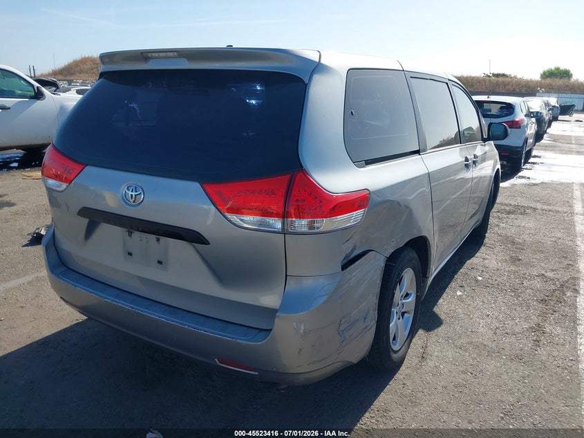 2013 Toyota Sienna VIN 5TDZK3DC4DS358311 IAAI salvage auction — REAR END, Salvage (California), sold $1,550 on 2026-07-10 (photo 4)