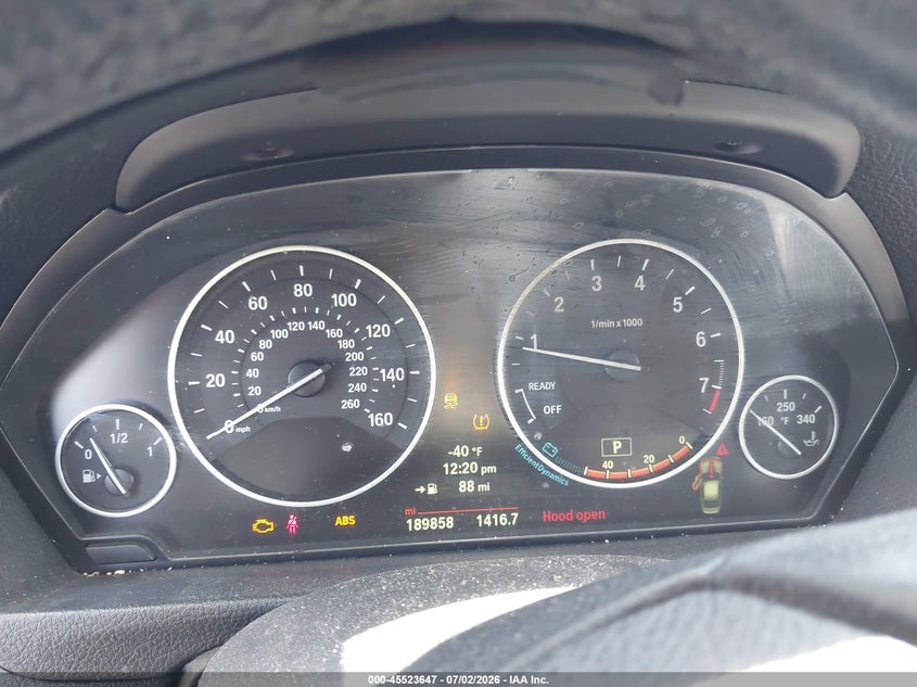 2014 BMW 3er VIN WBA3C1C59EK107025 IAAI salvage auction — LEFT FRONT, Salvage Title, sold $700 on 2026-07-17 (photo 7)