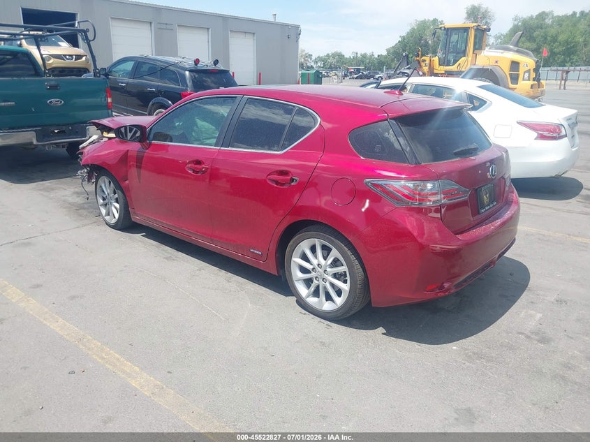 2012 Lexus Ct VIN JTHKD5BH5C2109476 IAAI salvage auction — NORMAL WEAR, Rebuilt/Restored (Utah), sold $275 on 2026-07-09 (photo 3)