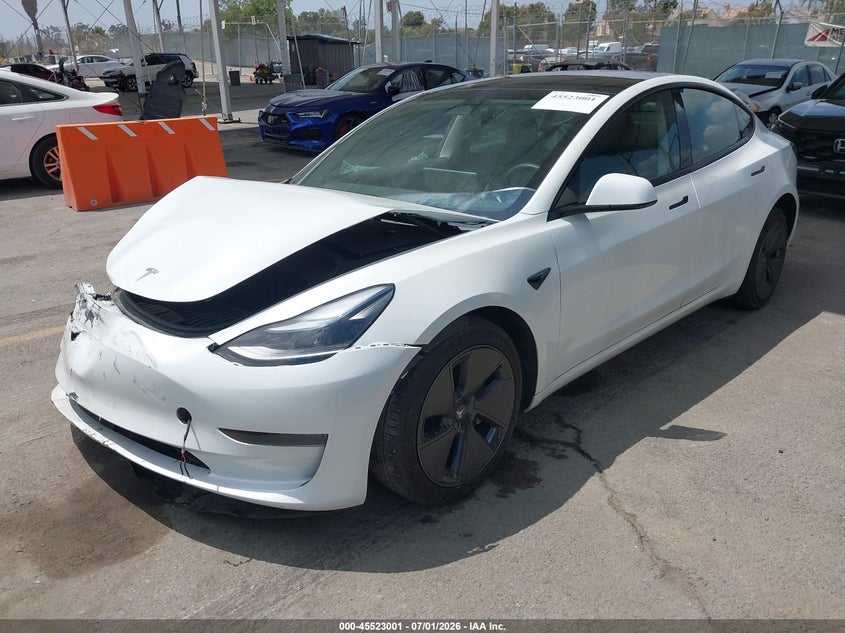 2023 Tesla Model 3 VIN 5YJ3E1EA1PF615271 IAAI salvage auction — FRONT END, Salvage Title, sold $5,700 on 2026-07-29 (photo 2)