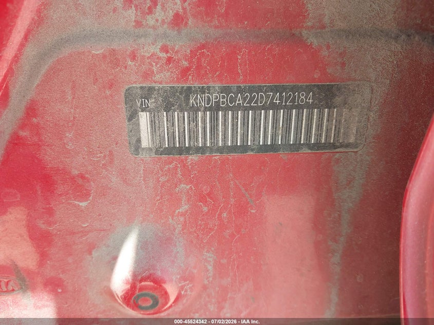 2013 Kia Sportage VIN KNDPBCA22D7412184 IAAI salvage auction — NORMAL WEAR, Original (Texas), sold $525 on 2026-07-29 (photo 9)