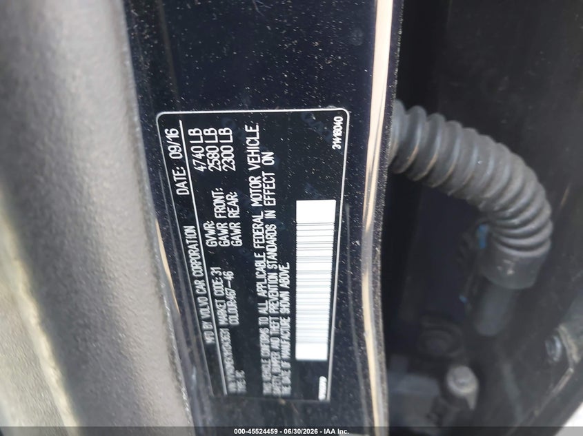 2017 Volvo V60 VIN YV140MEK1H1343631 IAAI salvage auction — NORMAL WEAR, Clear (Pennsylvania), sold $950 on 2026-07-24 (photo 9)