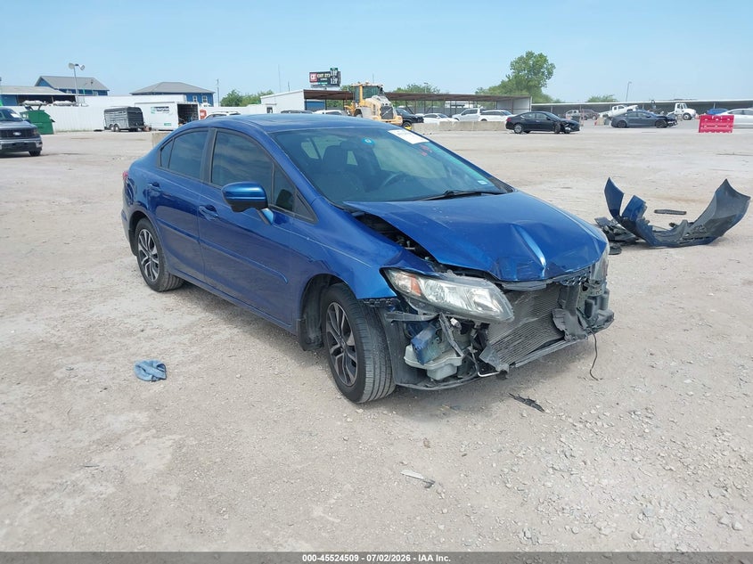 2014 Honda Civic VIN 19XFB2F8XEE038962 IAAI salvage auction — FRONT END, Salvage (Texas), sold $1,850 on 2026-07-19 (photo 1)