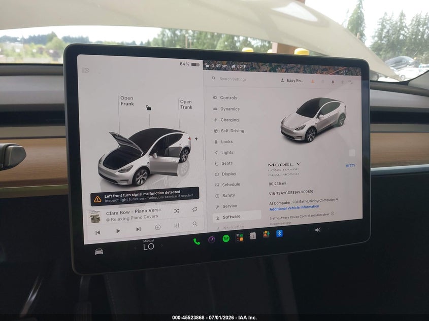 2023 Tesla Model y VIN 7SAYGDEE9PF909816 IAAI salvage auction — FRONT END, Bill Of Sale (Washington), sold $10,300 on 2026-07-23 (photo 7)