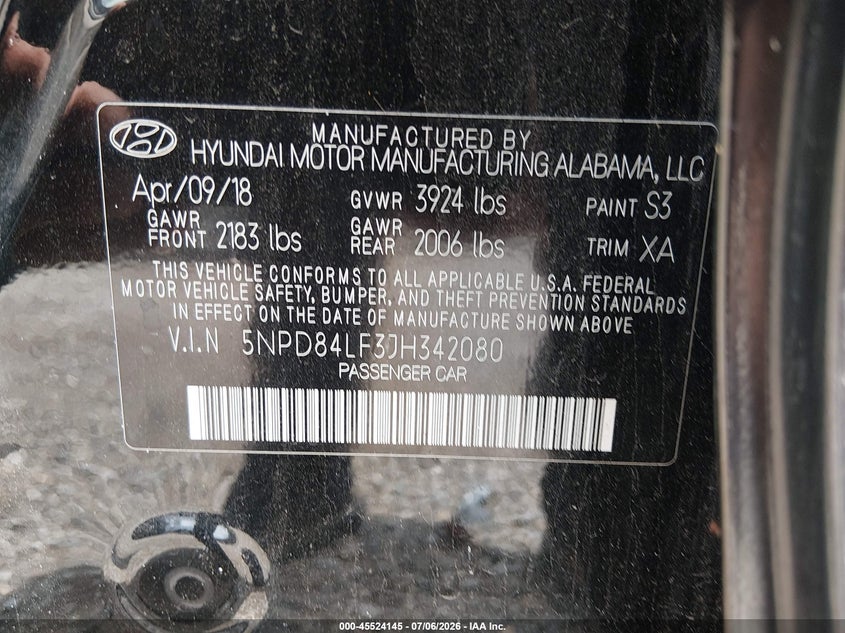 2018 Hyundai Elantra VIN 5NPD84LF3JH342080 IAAI salvage auction — NORMAL WEAR, Clear (Illinois), sold $900 on 2026-07-28 (photo 9)