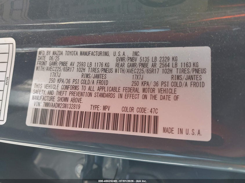 2025 Mazda Cx-50 VIN 7MMVAADW2SN132819 IAAI salvage auction — RIGHT SIDE, Clear (Texas), sold $18,700 on 2026-07-15 (photo 9)