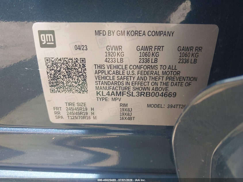 2024 Buick Encore gx VIN KL4AMFSL3RB004669 IAAI salvage auction — REAR END, Salvage (Pennsylvania), sold $4,500 on 2026-07-28 (photo 9)