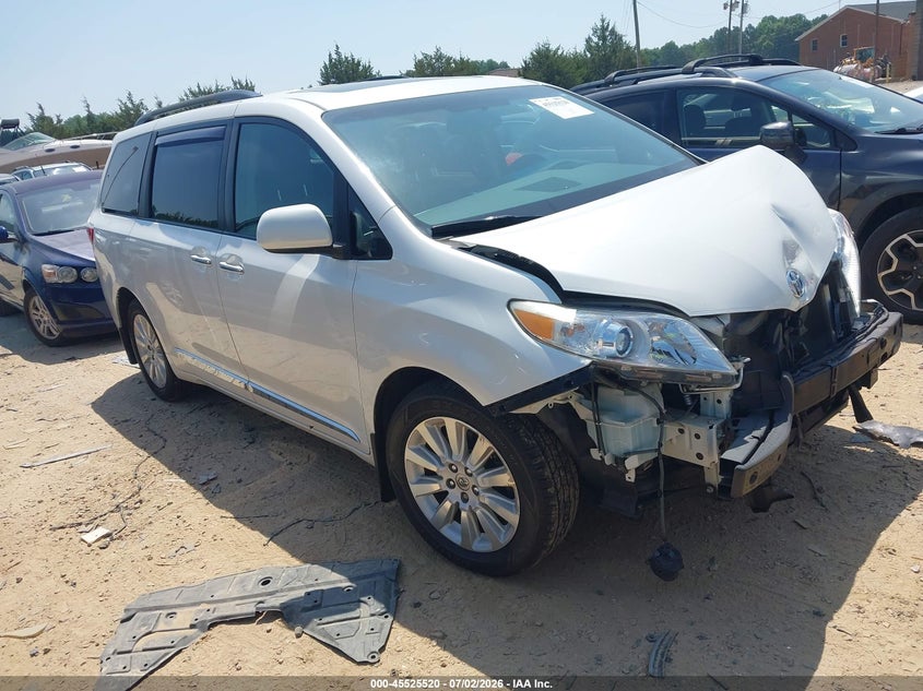 2015 Toyota Sienna VIN 5TDDK3DC4FS107270 IAAI salvage auction — FRONT END, Salvage (North Carolina), sold $2,650 on 2026-08-02 (photo 1)