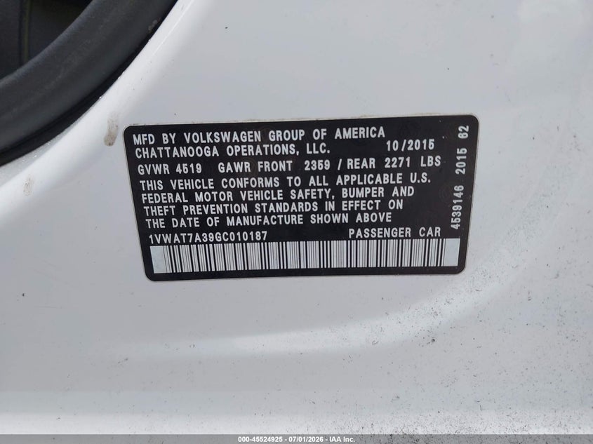 2017 Mazda 6 VIN JM1GL1V58H1149441 IAAI salvage auction — UNKNOWN, Rebuildable (Florida), sold $450 on 2026-07-29 (photo 9)