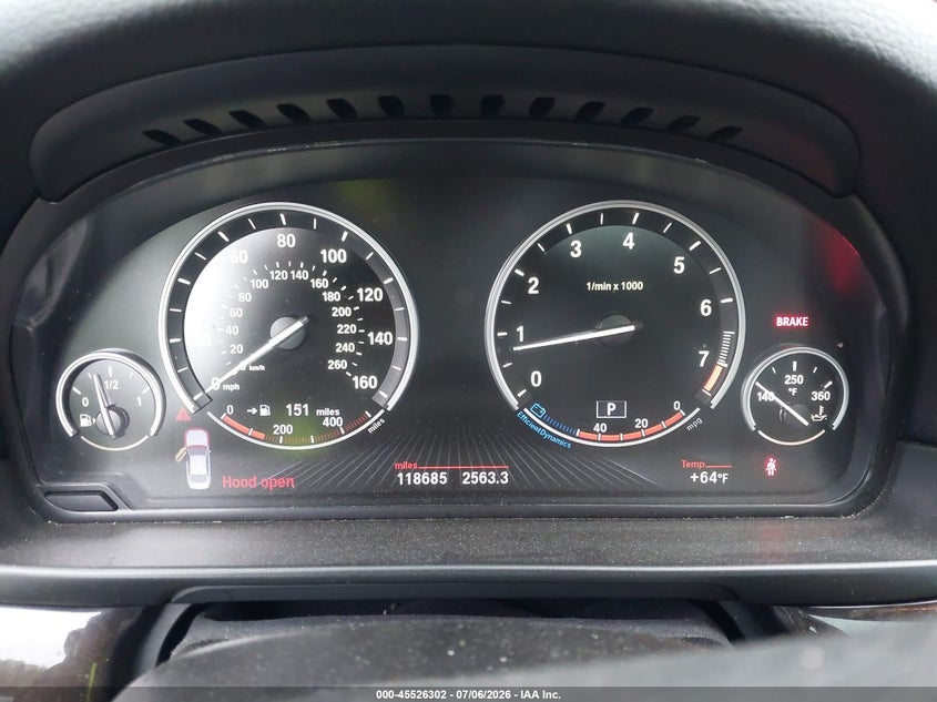 2013 BMW 5er VIN WBAXH5C55DDW12671 IAAI salvage auction — RIGHT FRONT, Salvage (Connecticut), sold $1,400 on 2026-07-23 (photo 7)