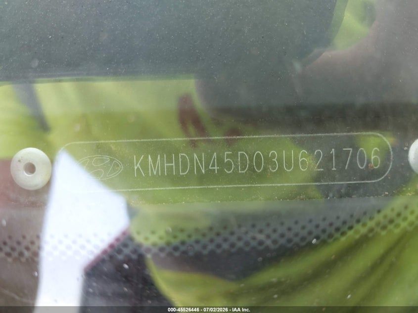 2003 Hyundai Elantra VIN KMHDN45D03U621706 IAAI salvage auction — BIOHAZARD/CHEMICAL, Salvage (Idaho), sold $25 on 2026-07-28 (photo 9)
