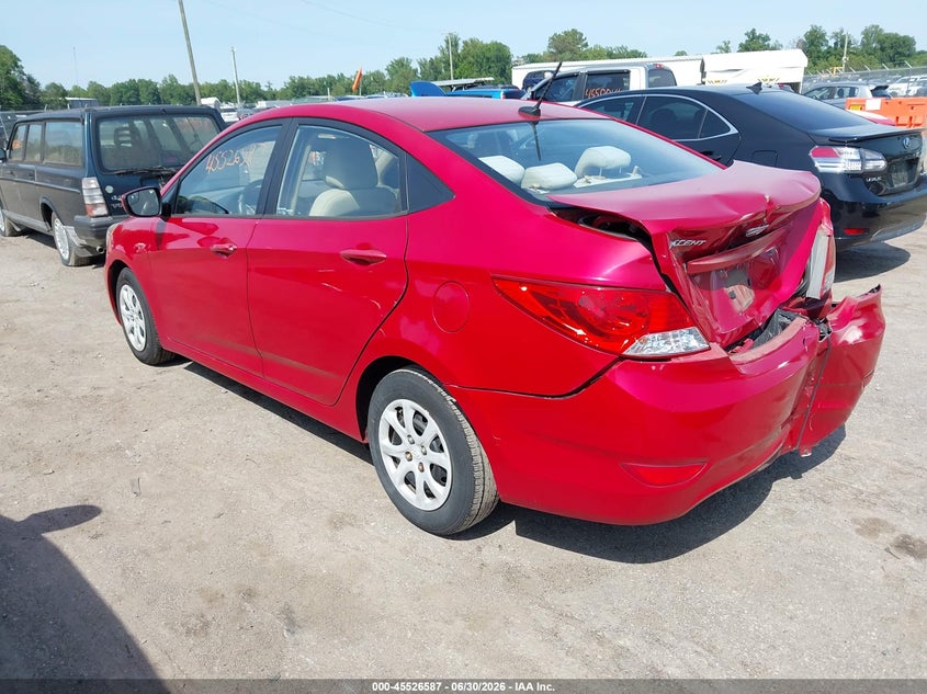 2014 Hyundai Accent VIN KMHCT4AE1EU755806 IAAI salvage auction — REAR END, Salvage Title, sold $1,250 on 2026-07-31 (photo 3)