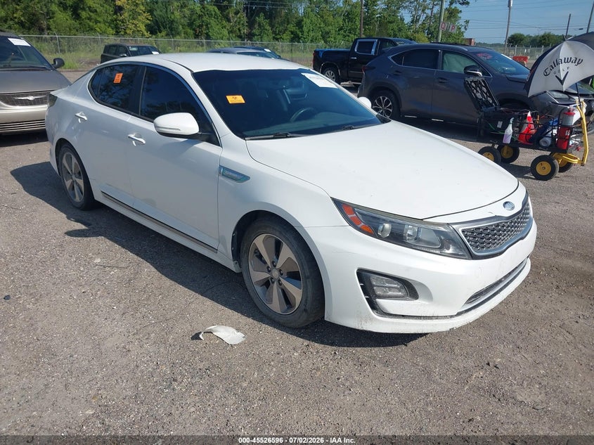 2015 Kia Optima hybrid VIN KNAGN4AD7F5091740 IAAI salvage auction — NORMAL WEAR, Clear (Florida), sold $500 on 2026-07-21 (photo 1)
