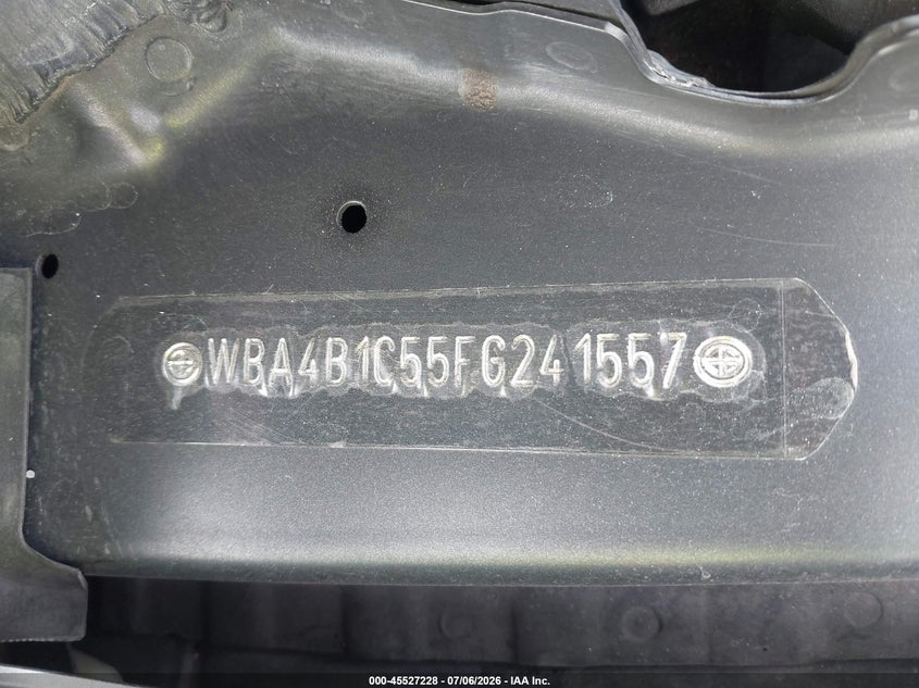 2015 BMW 4er VIN WBA4B1C55FG241557 IAAI salvage auction — FRONT END, Salvage (North Carolina), sold $1,575 on 2026-08-13 (photo 9)