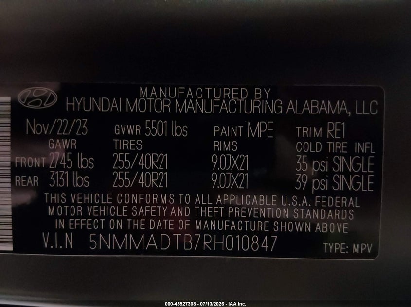 2024 Genesis Gv70 VIN 5NMMADTB7RH010847 IAAI salvage auction — REAR END, Salvage Title, sold $16,900 on 2026-07-31 (photo 9)