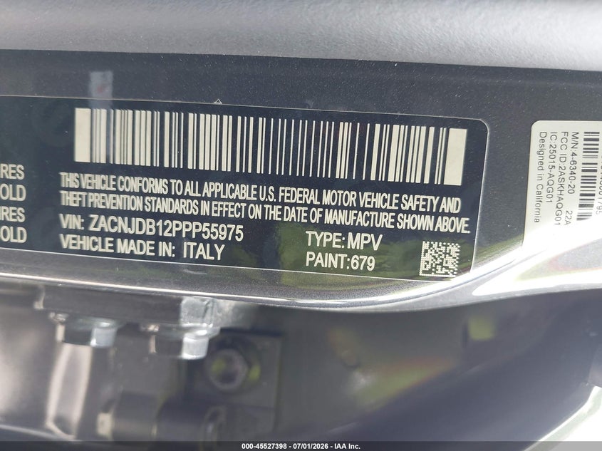 2023 Jeep Renegade VIN ZACNJDB12PPP55975 IAAI salvage auction — FRONT END, Wait Title, sold $2,275 on 2026-08-12 (photo 9)