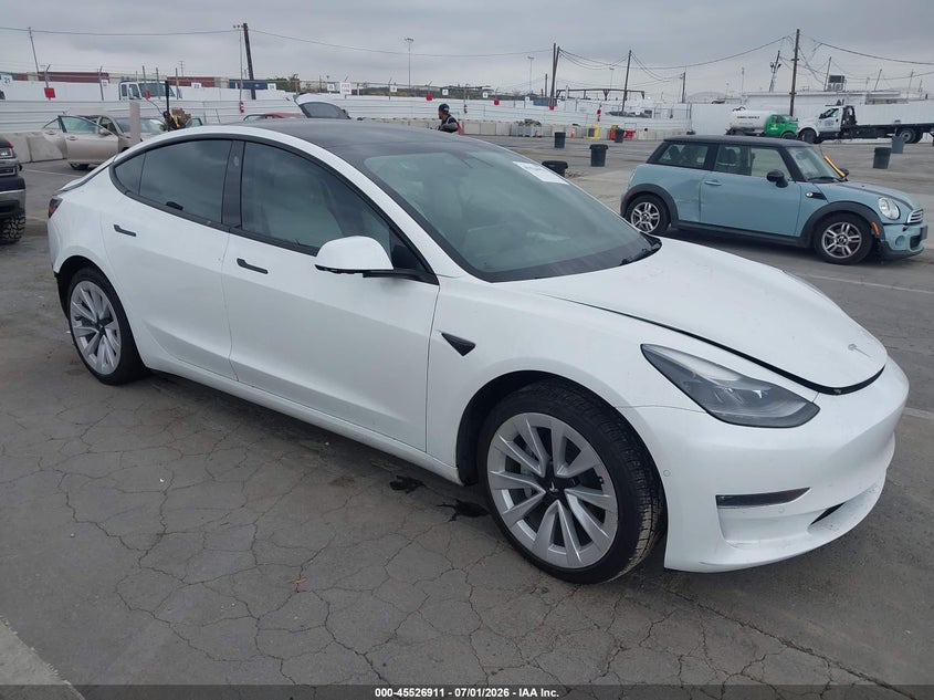 2022 Tesla Model 3 VIN 5YJ3E1EB6NF144479 IAAI salvage auction — REAR END, Salvage Title, sold $10,600 on 2026-07-22 (photo 1)
