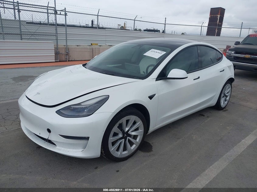 2022 Tesla Model 3 VIN 5YJ3E1EB6NF144479 IAAI salvage auction — REAR END, Salvage Title, sold $10,600 on 2026-07-22 (photo 2)