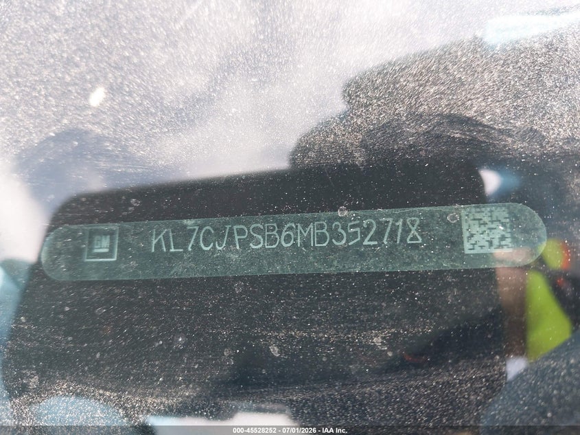 2021 Chevrolet Trax VIN KL7CJPSB6MB352718 IAAI salvage auction — SIDE, Salvage (Pennsylvania), sold $1,050 on 2026-07-28 (photo 9)